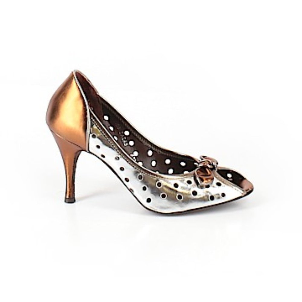 DONALD PLINER Genuine Leather Metallic Heels